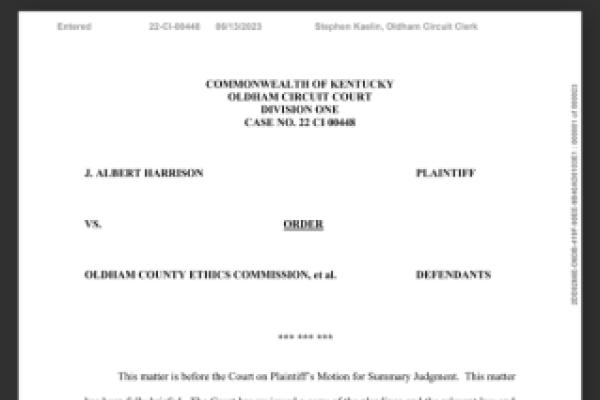 Oldham Circuit Court opinion in Harrison v Oldham County