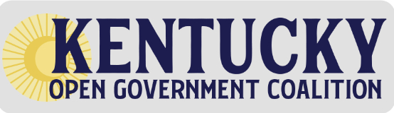A horizontal coalition logo featuring the sun and the full name , “Kentucky Open Government Coalition to the right. 