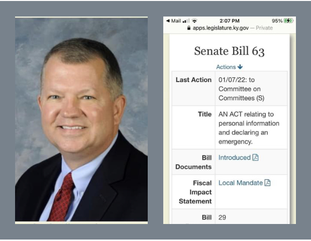 Sen. Carroll pictured with his annual assault on Kentucky’s open records law