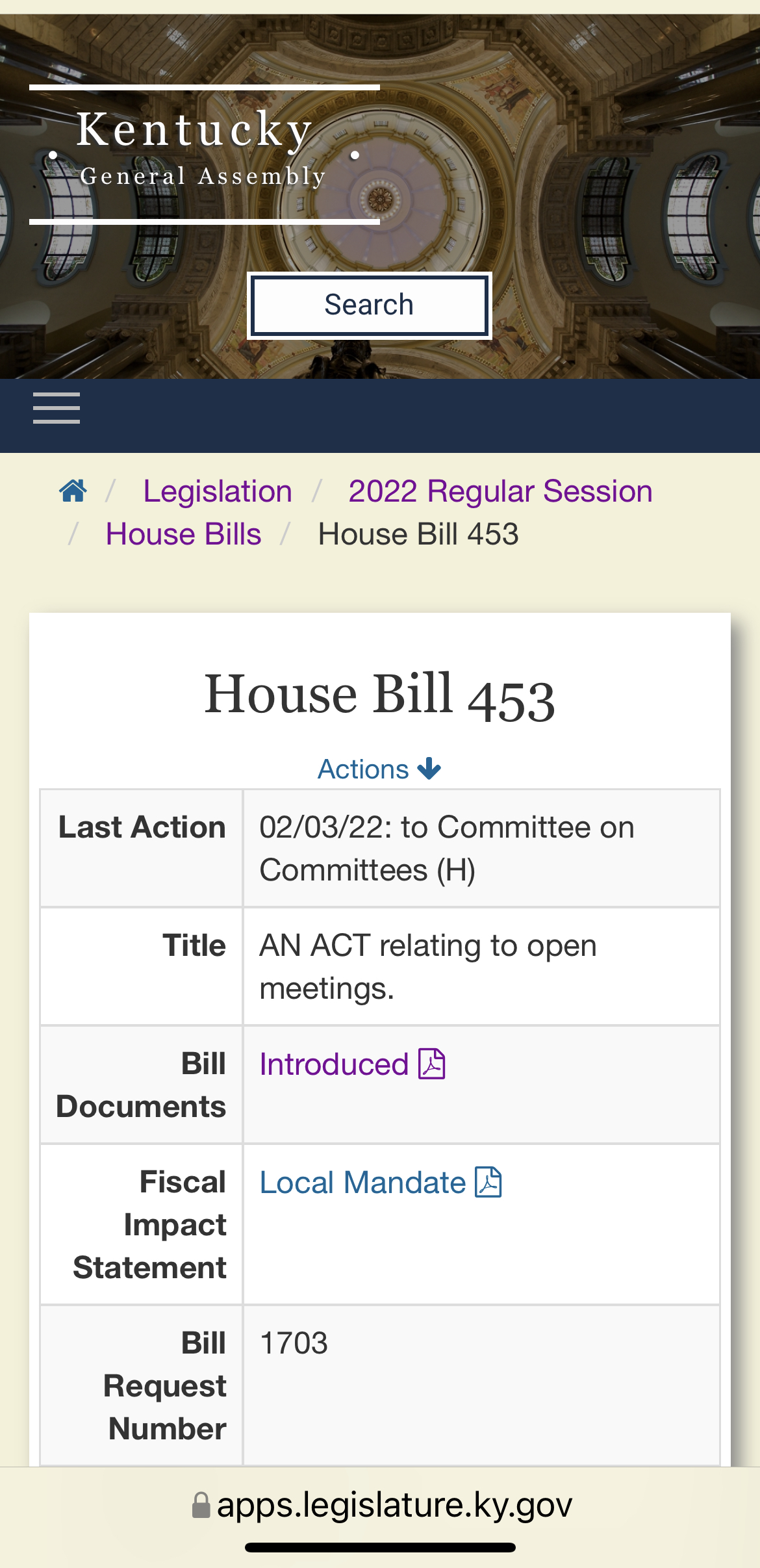 HB 453 amends the open meetings law.