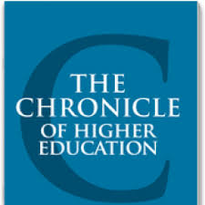 Banner of the Chronicle of Higher Education featuring a large C with the title superimposed in white letters