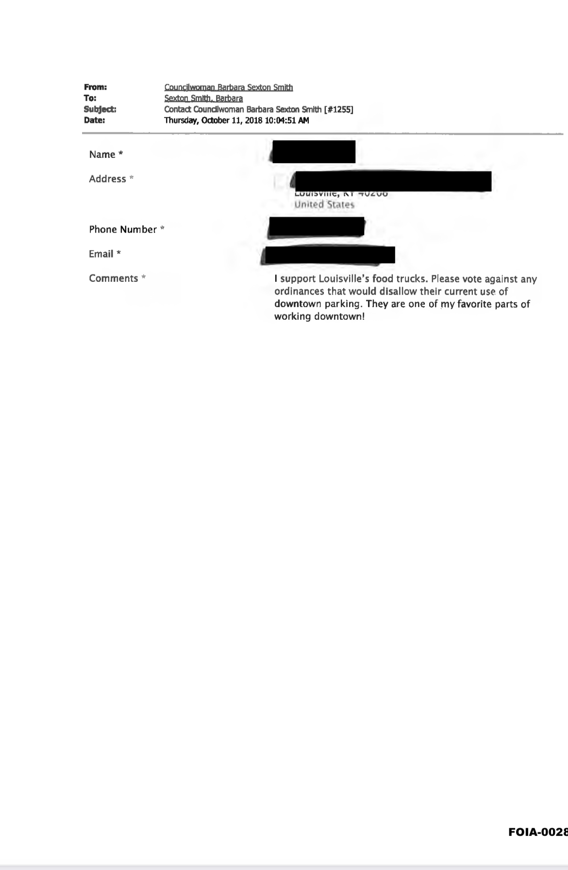 Redacted email obtained by Institute for Justicr