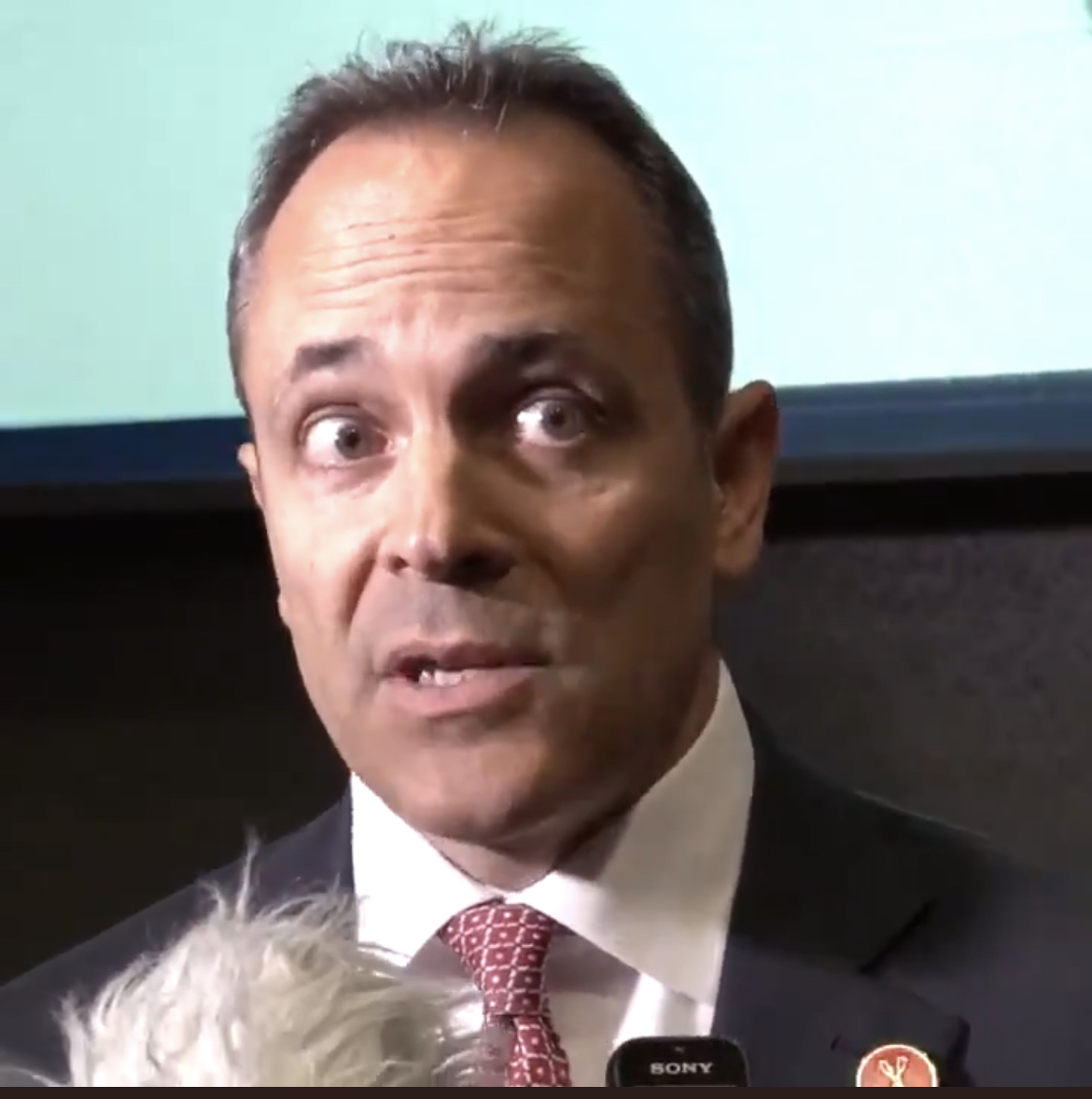 Screenshot of former Governor Matt Bevin at an impromptu press conference 