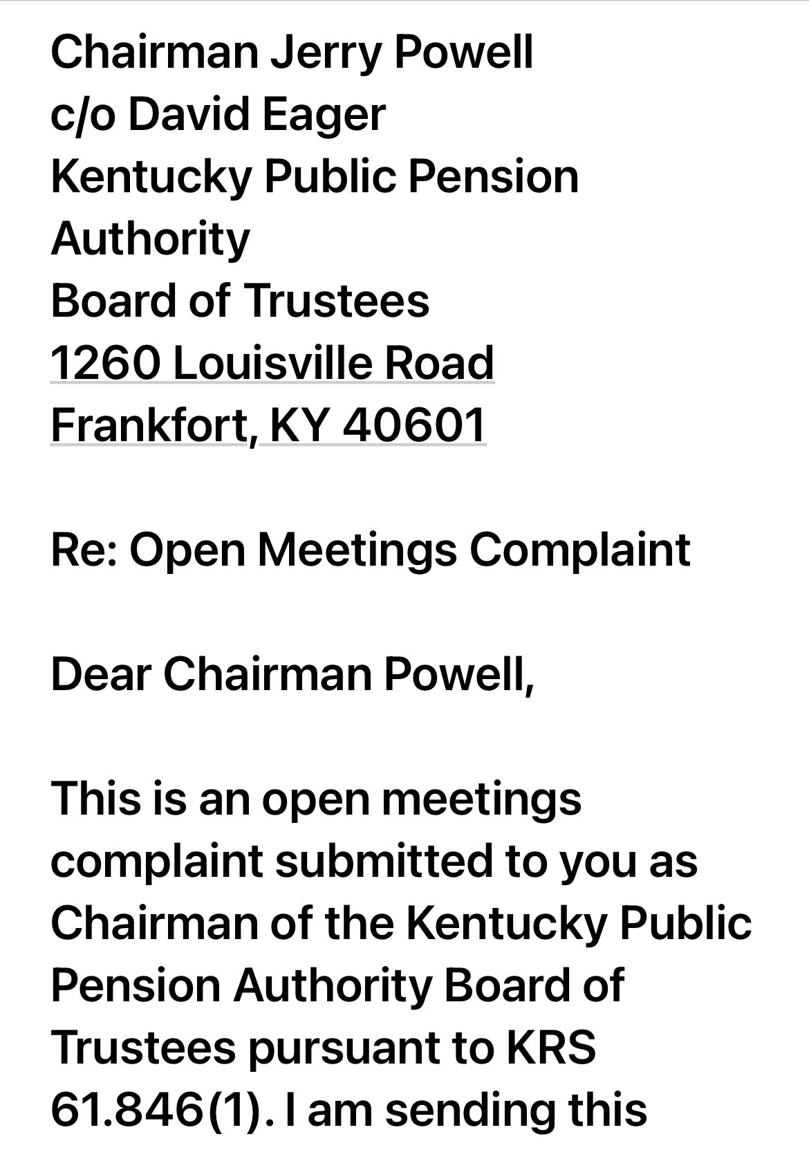KOGC open meetings complaint to KPPA