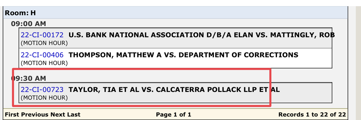 Docket entry for December 5 in Taylor v Calcaterra Pollack
