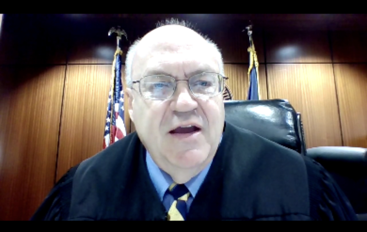 Judge Phillip Shepherd presides during Zoom hearing
