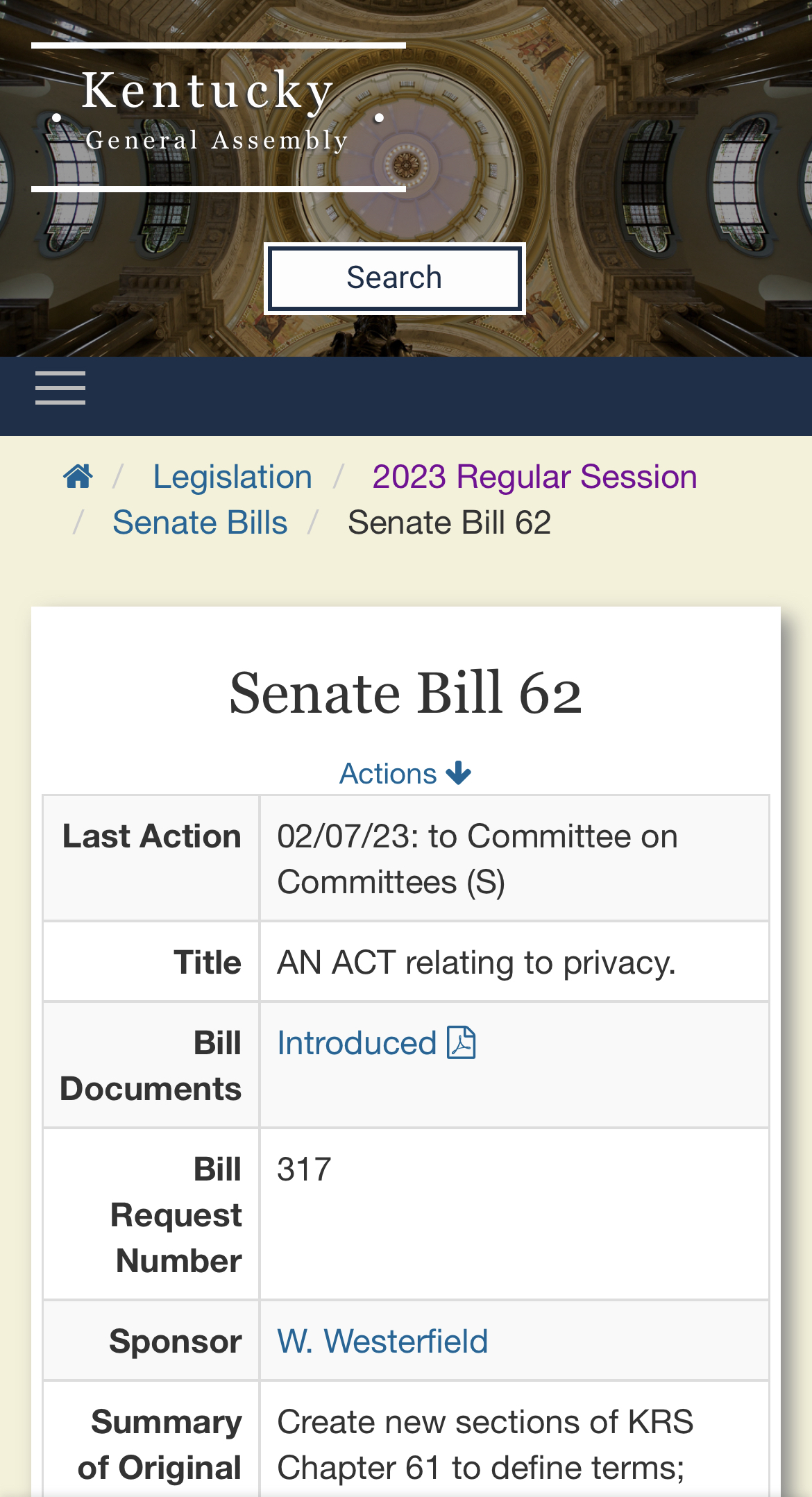 Title page Senate Bill 62