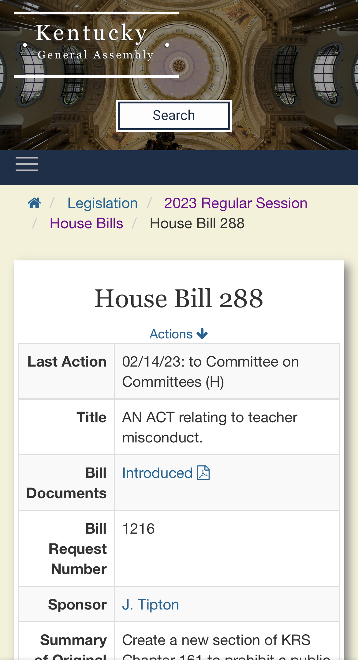 Description of House Bill 288