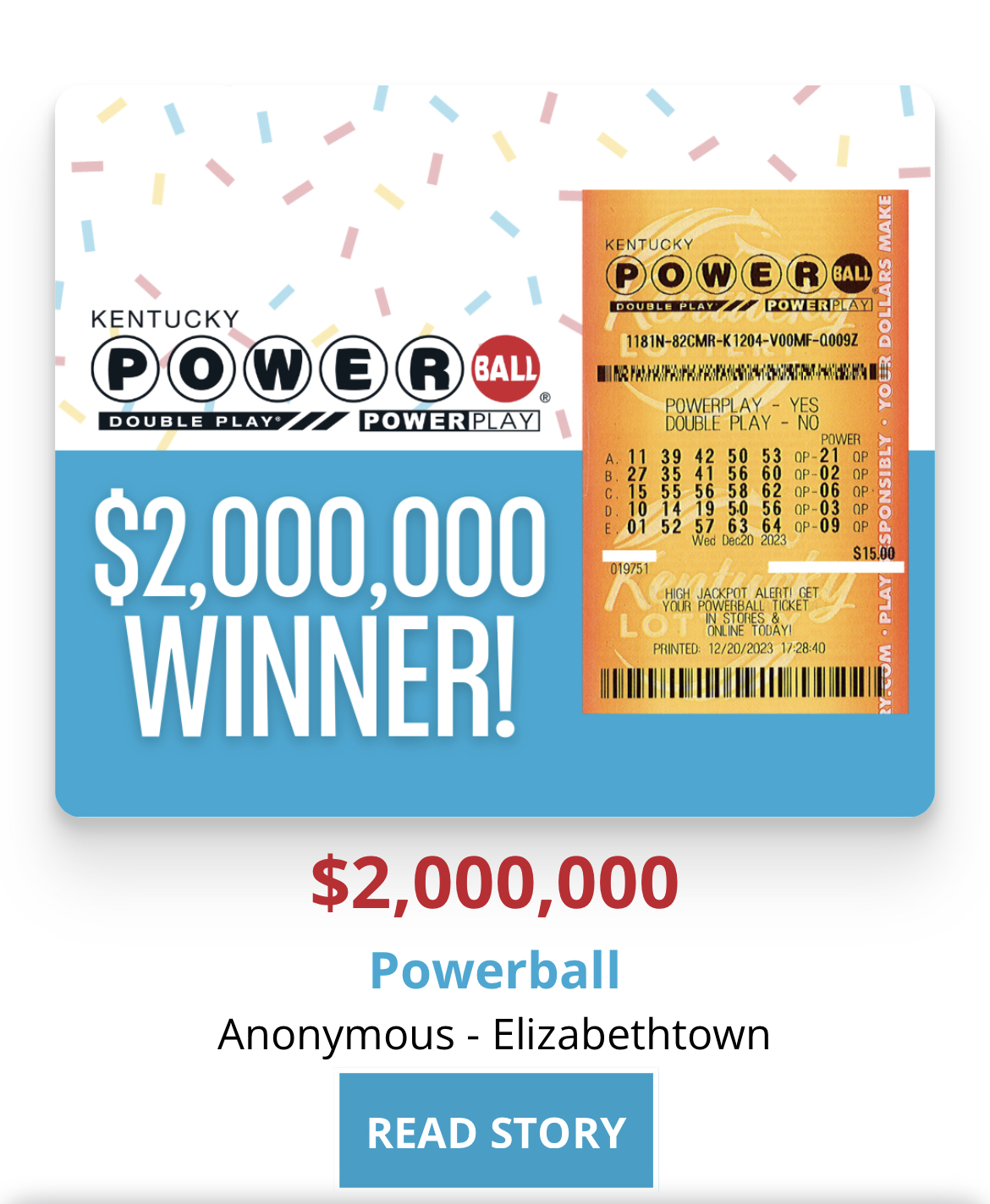 Anonymous lottery winner 