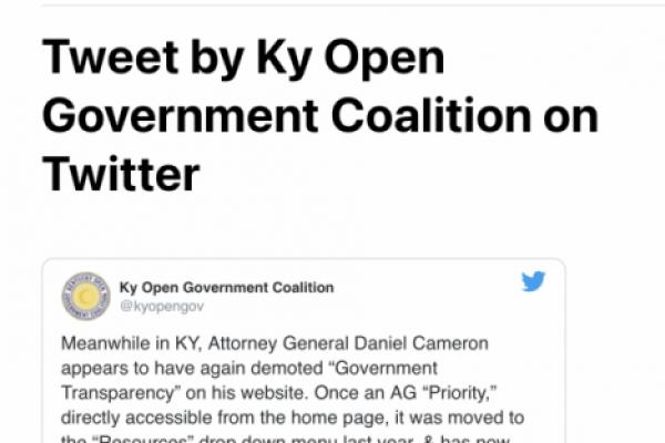 A Coalition tweet pointed out that “Open Records” was MIA.