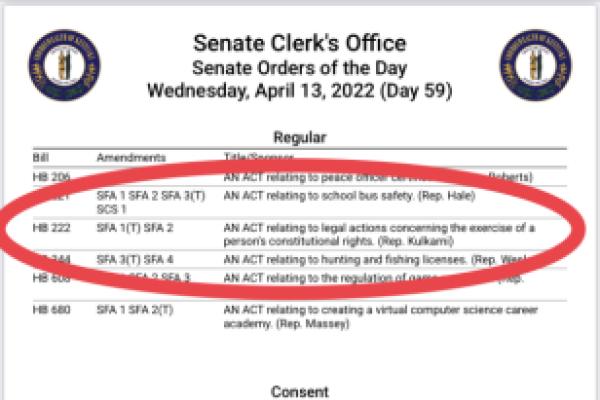 Senate Orders of the Day for April 13