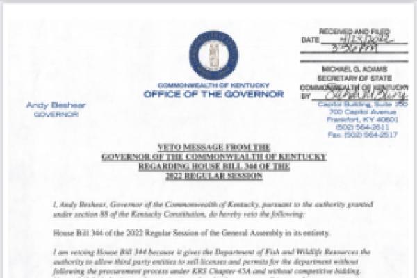 Governor’s HB 344 Veto Message