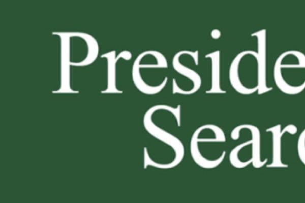 Banner reading “Presidential Search”