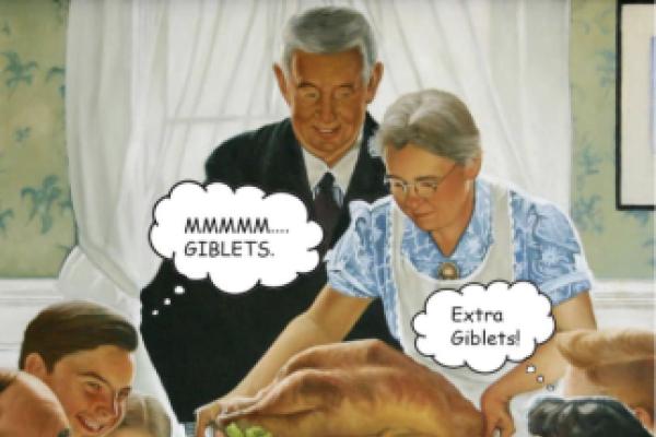 Norman Rockwell’s Thanksgiving' feast with a serving in of giblets