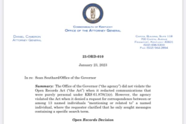 Attorney General’s open records decision