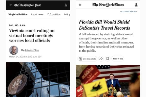 WAPO and Nes York Times headlines