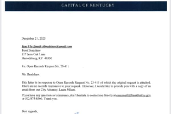City of Frankfort denial of records request