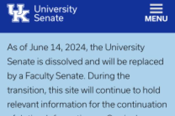 University of Kentucky website announcement