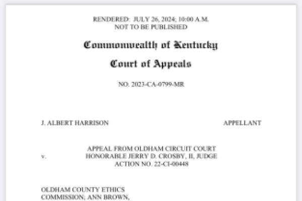 Albert Harrison v Oldham County Ethics Commission